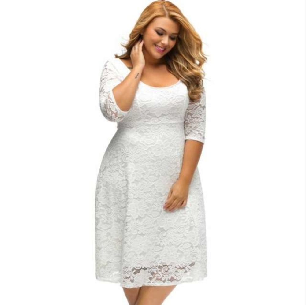 🆕⭐ Mod White lace fit and flare dress